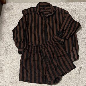 Aerie Black and Brown Striped matching set
